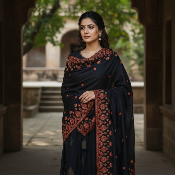 Women Embroidered Velvet Shawl | SHV-821