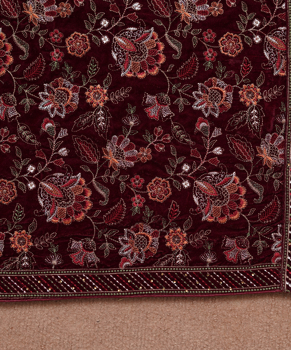 Women Embroidered Velvet Shawl | SHV-783