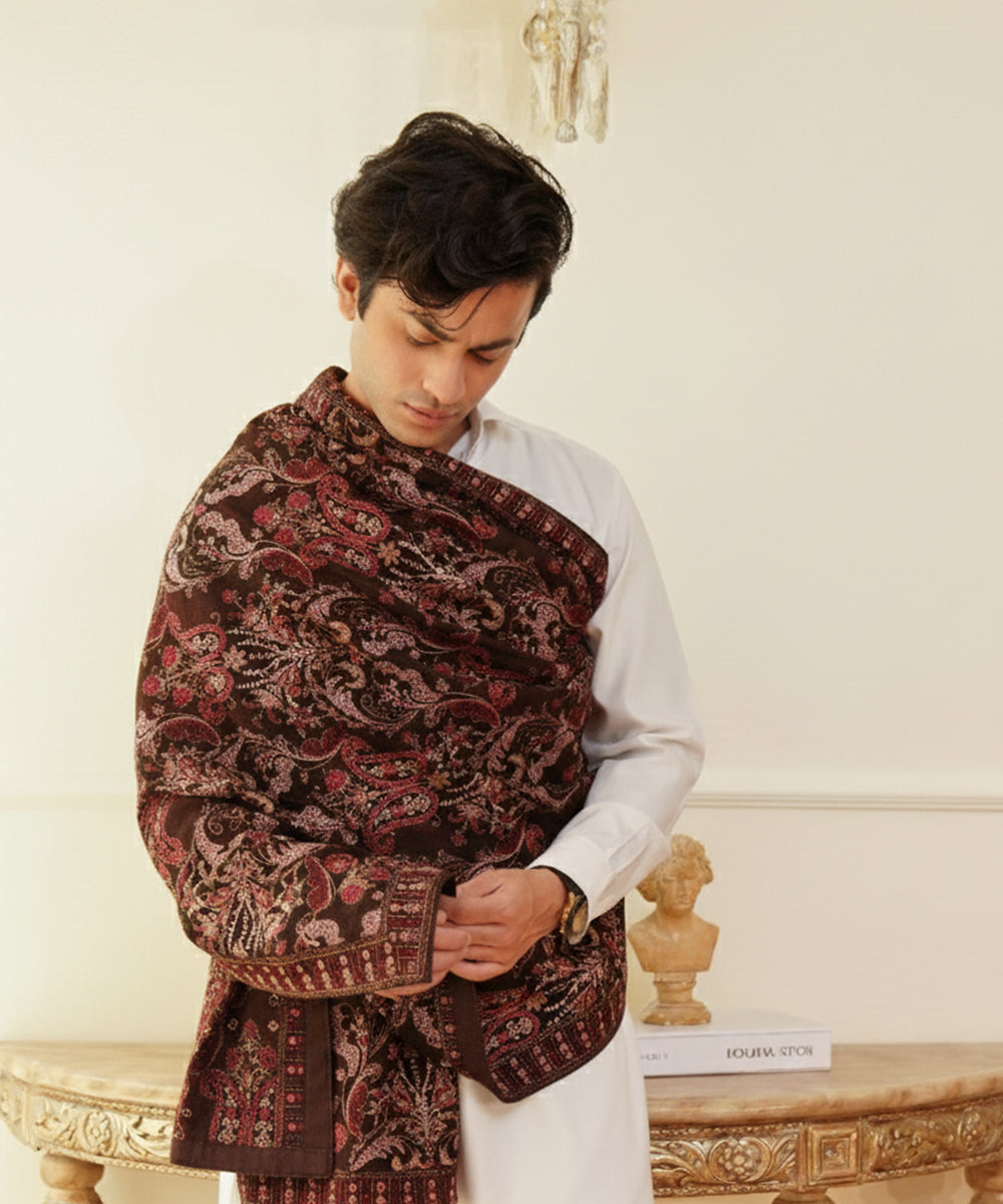 Unisex Embroidered Karandi Shawl | SHK-780