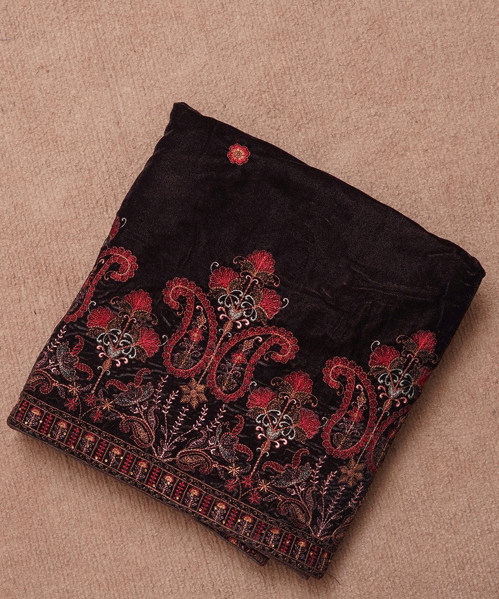 Women Embroidered Velvet Shawl | SHV-781