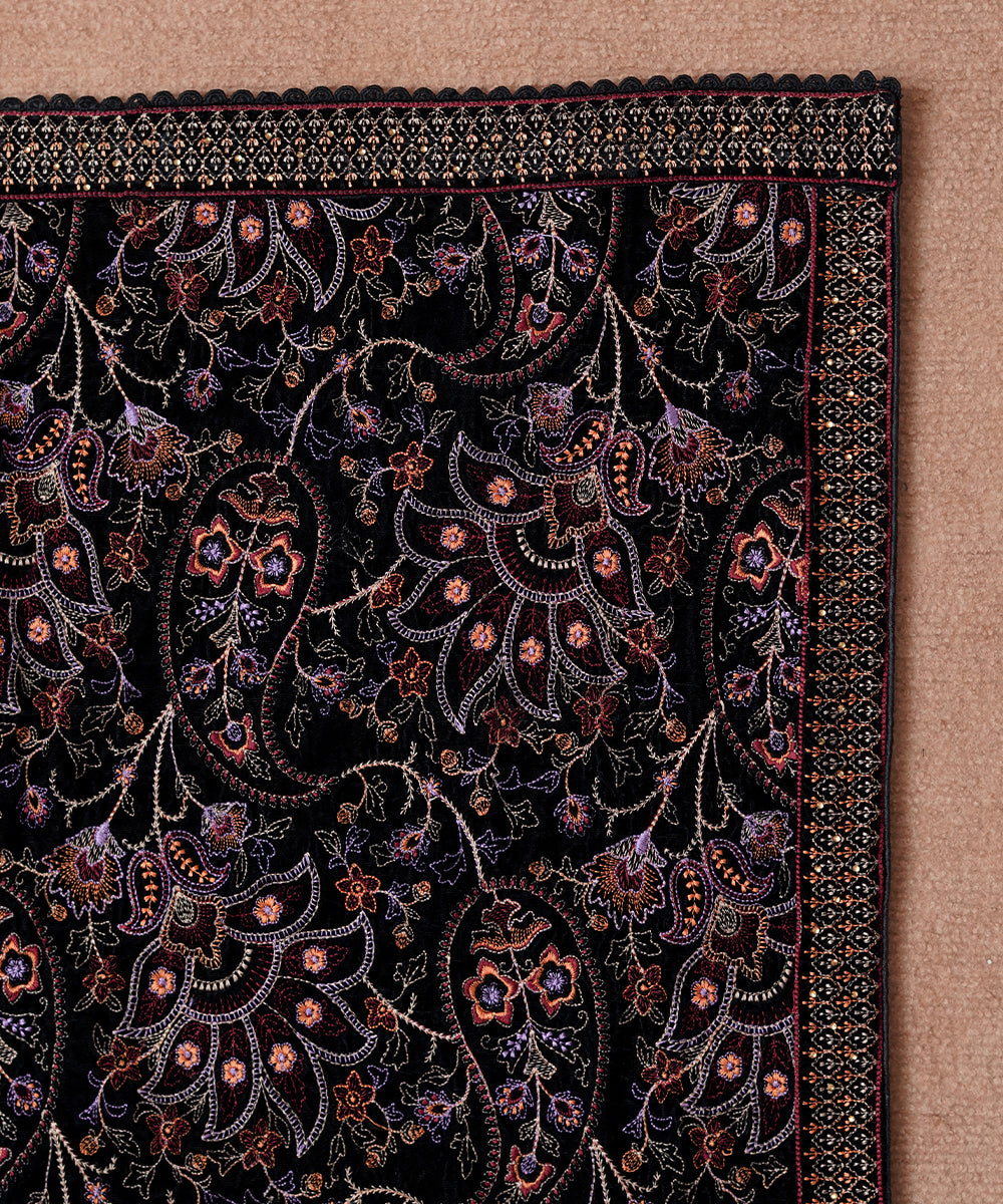 Women Embroidered Velvet Shawl | SHV-786