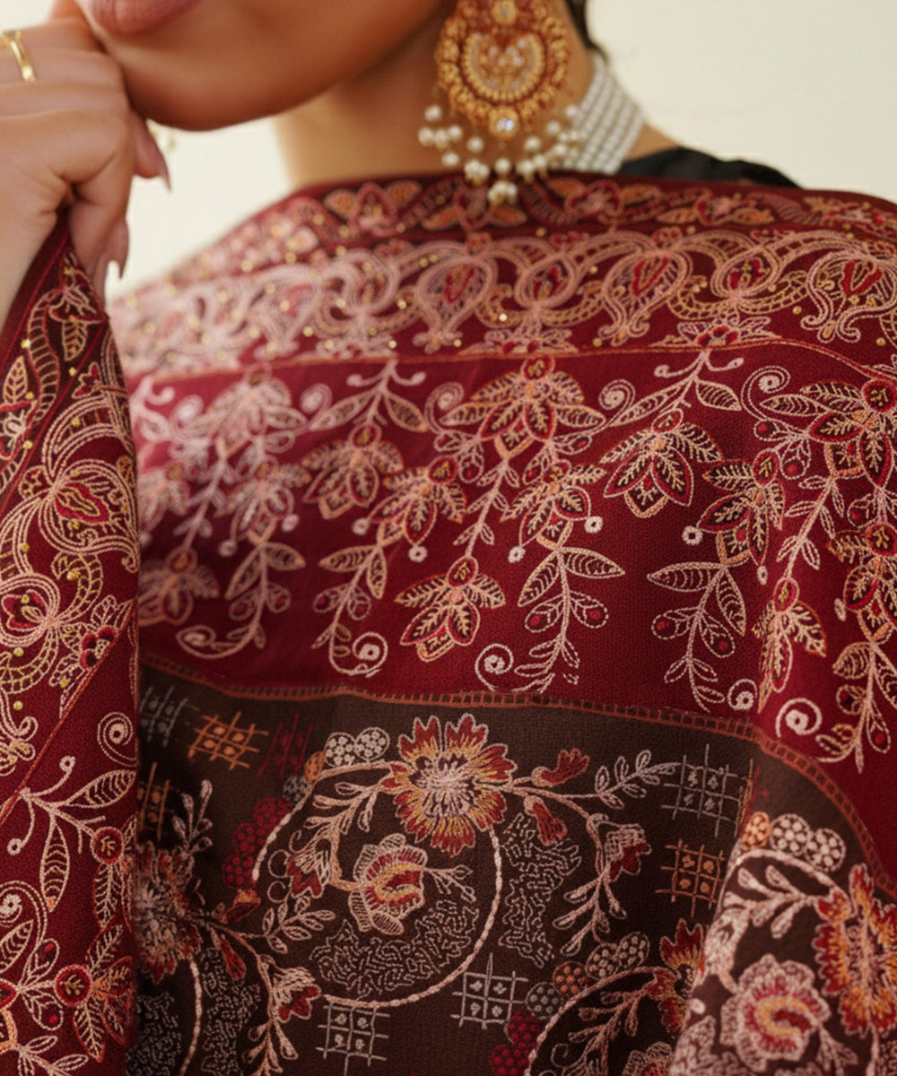 Unisex Embroidered Karandi Shawl | SHK-802