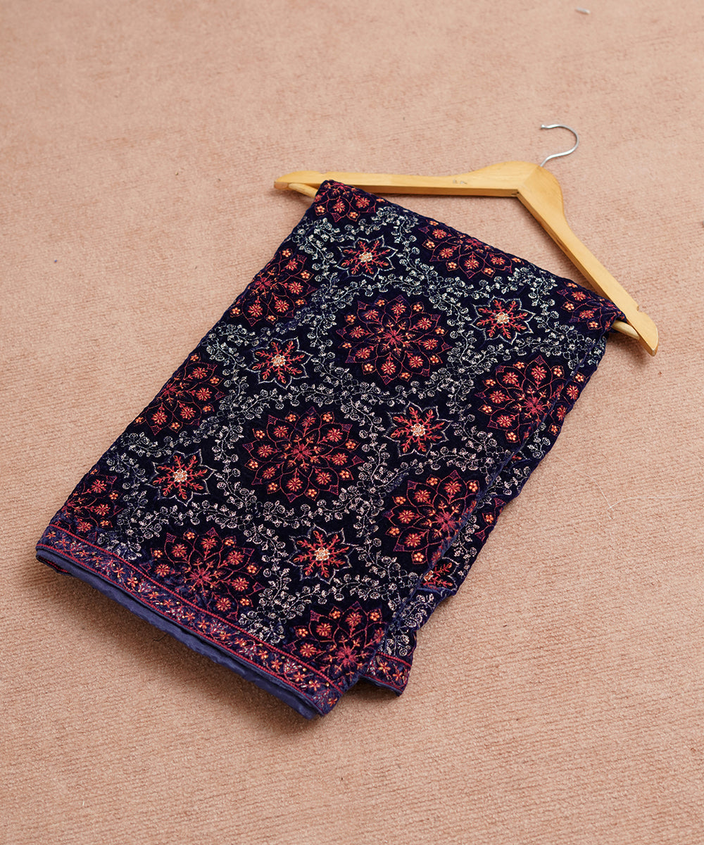 Women Embroidered Velvet Shawl | SHV-789