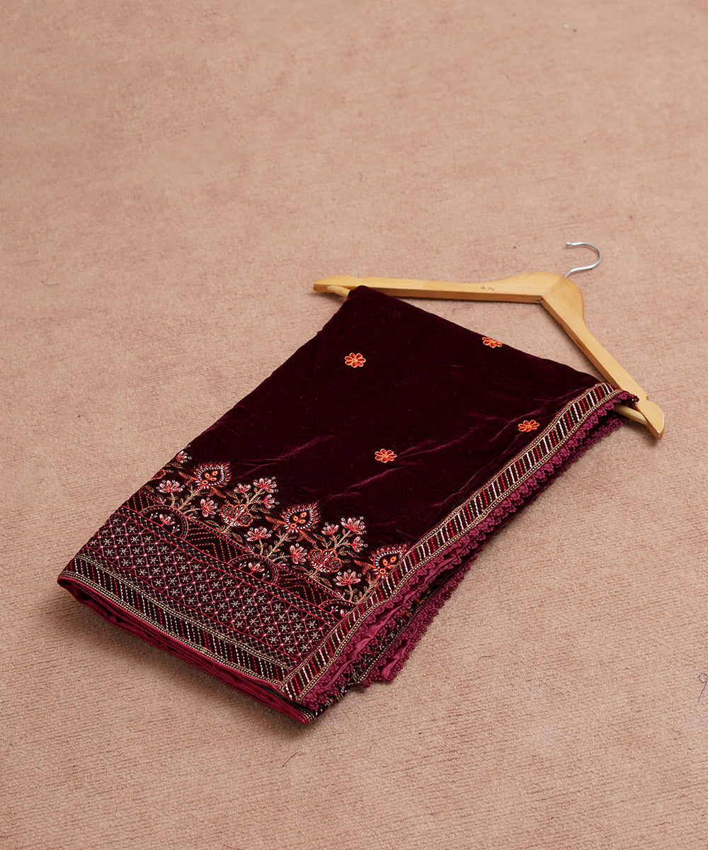 Women Embroidered Velvet Shawl | SHV-784