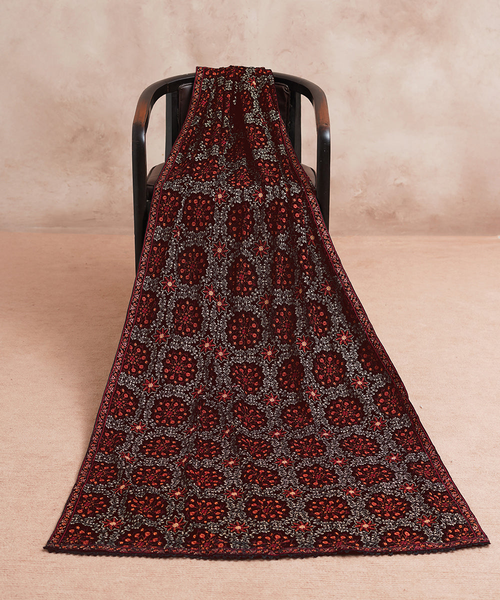Women Embroidered Velvet Shawl | SHV-789