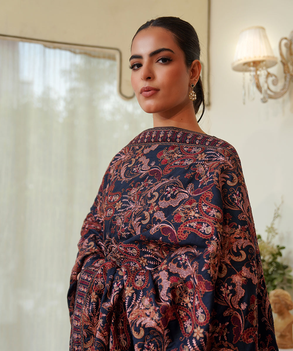 Unisex Embroidered Karandi Shawl | SHK-780