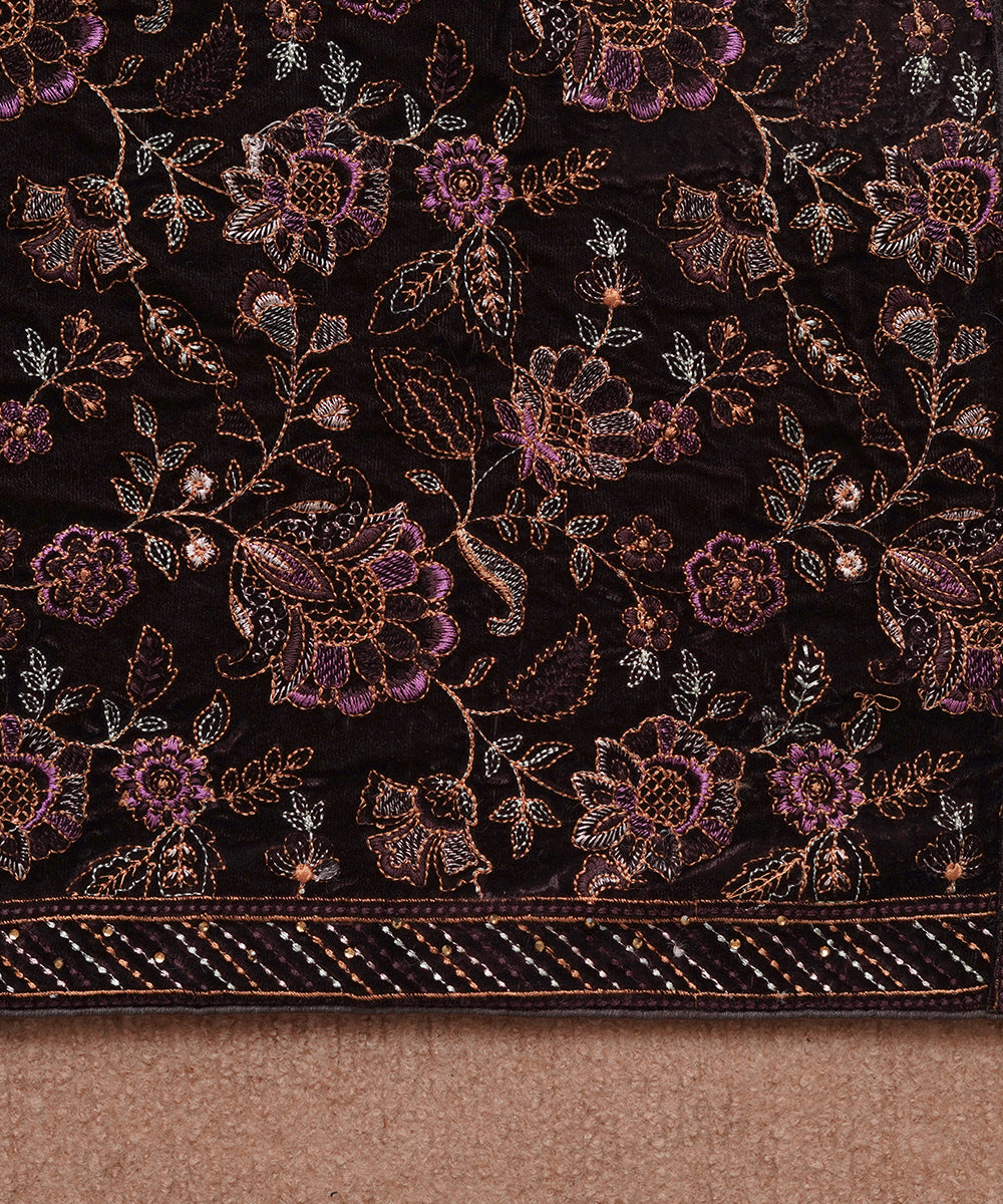 Women Embroidered Velvet Shawl | SHV-783