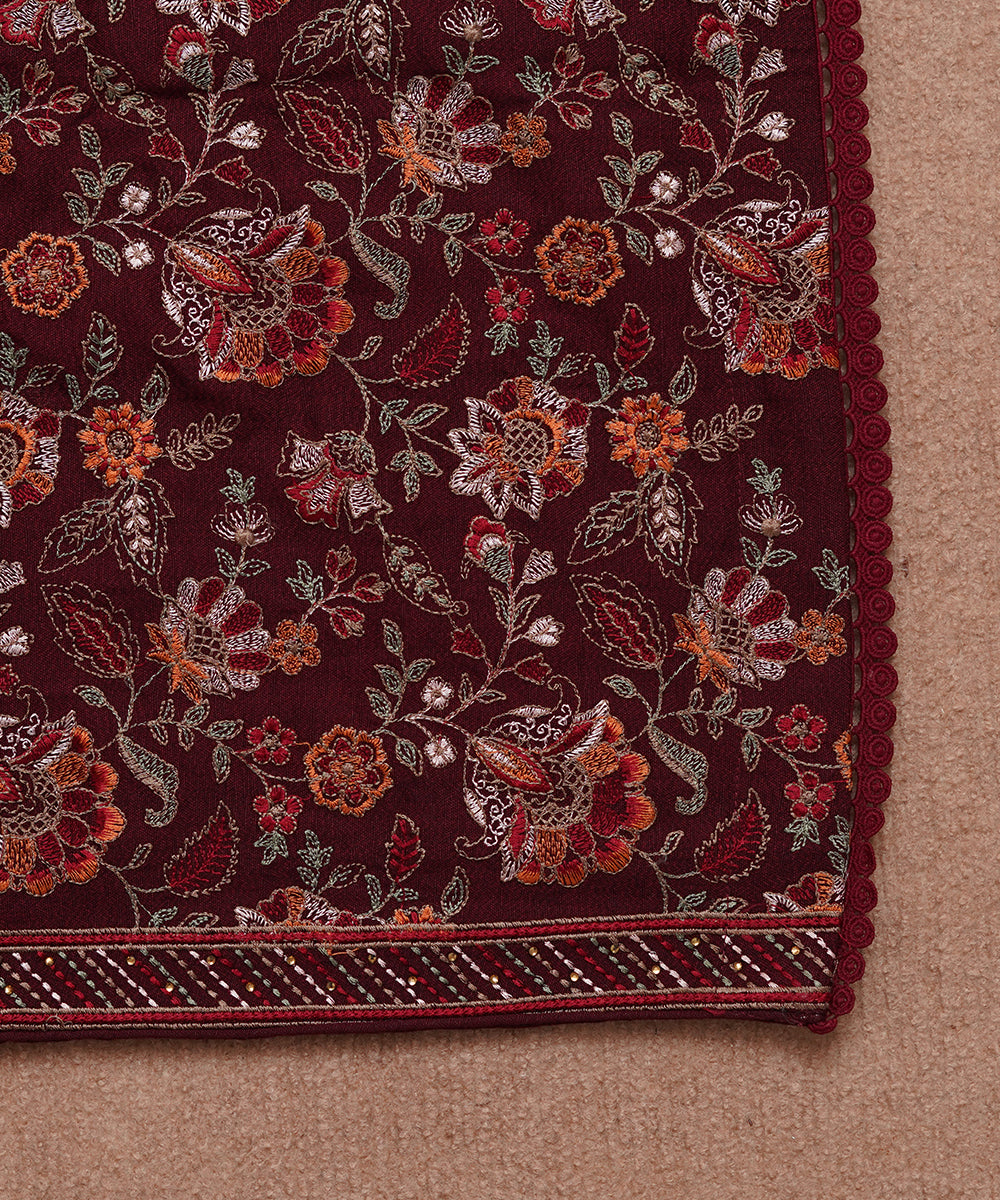 Women Embroidered Karandi Shawl | SHK-783