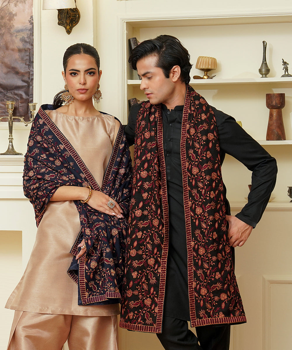 Unisex Embroidered Karandi Shawl | SHK-815