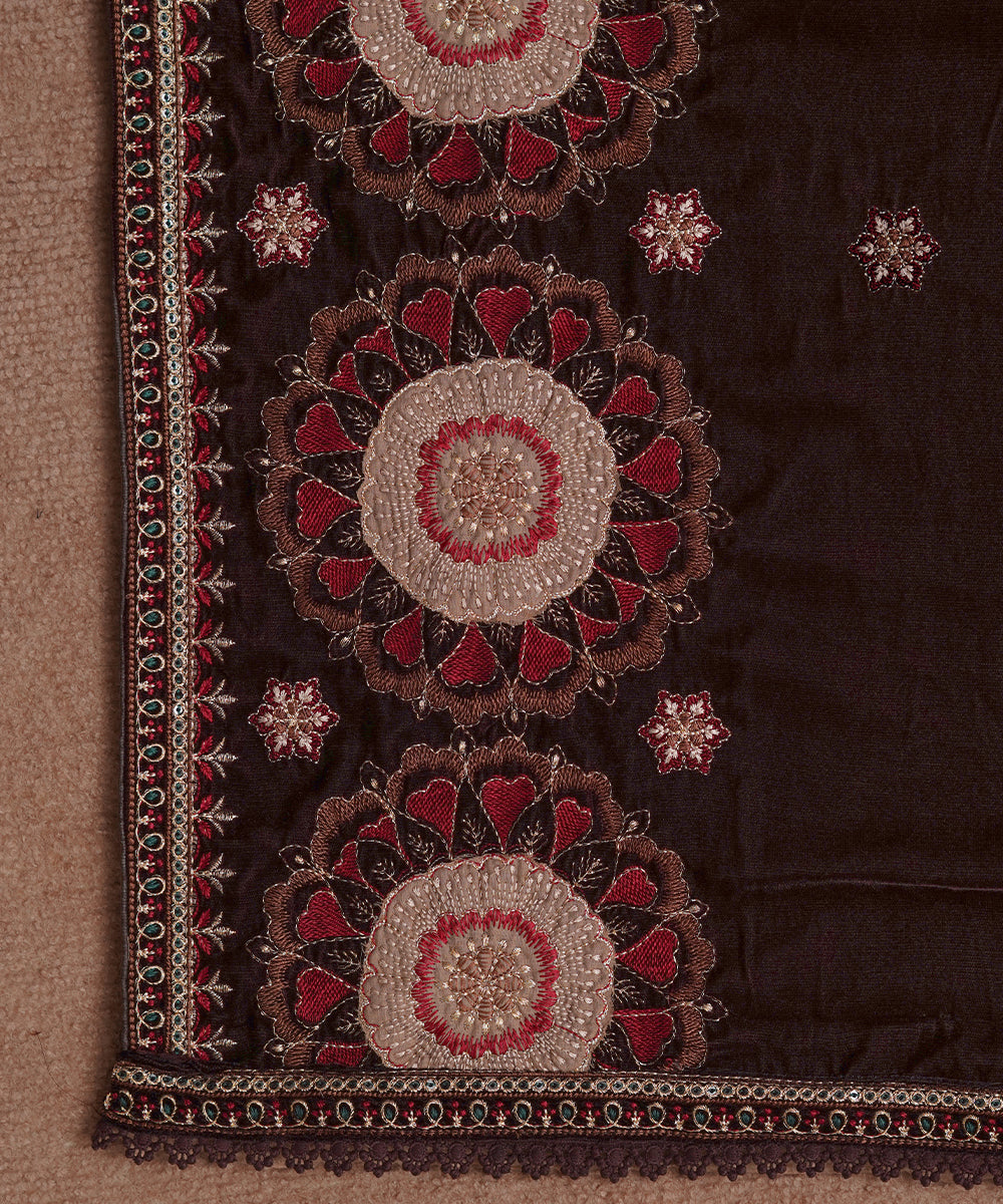 Women Embroidered Velvet Shawl | SHV-790