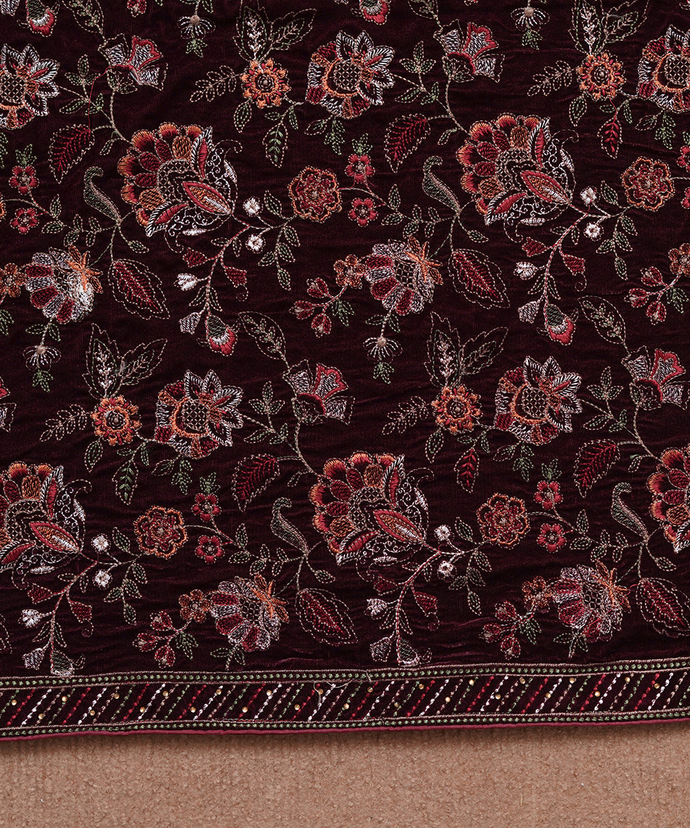 Women Embroidered Velvet Shawl | SHV-783