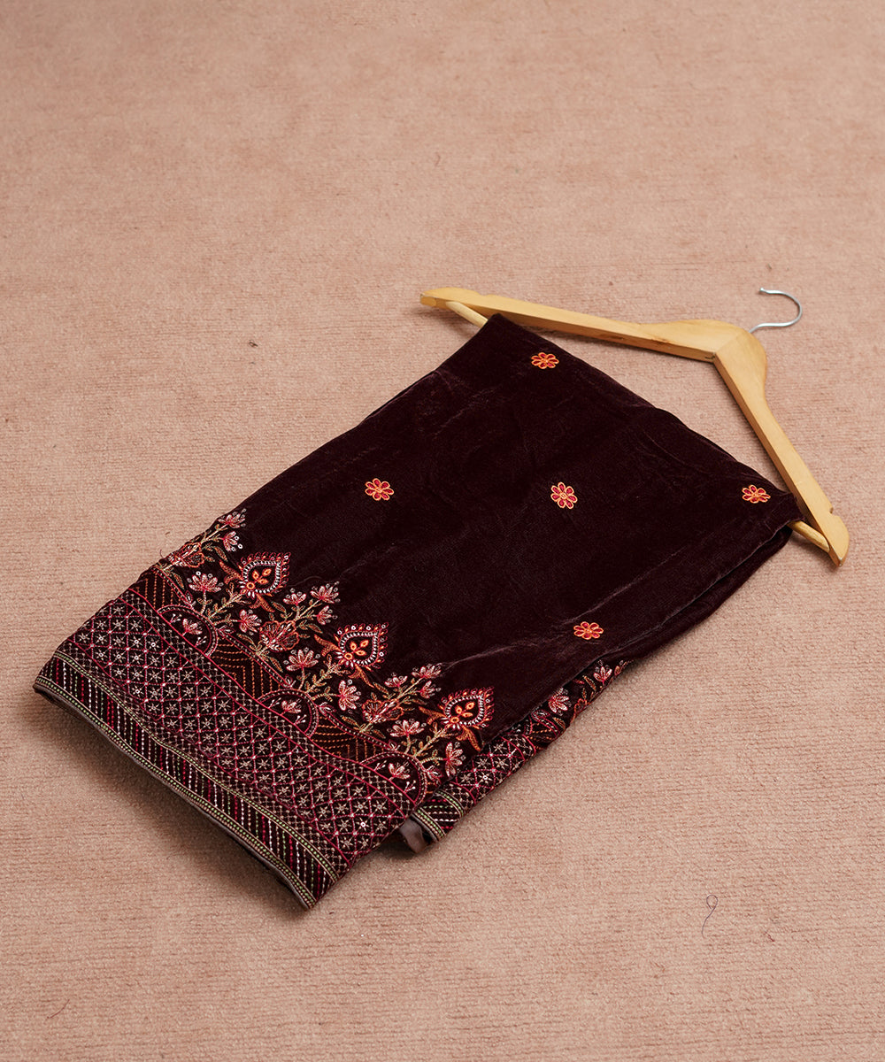 Women Embroidered Velvet Shawl | SHV-784
