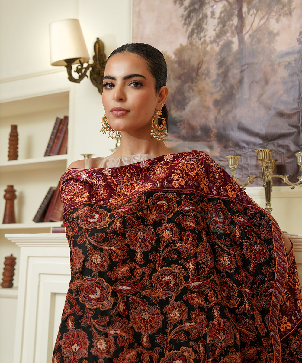 Women Embroidered Karandi Shawl | SHK-805