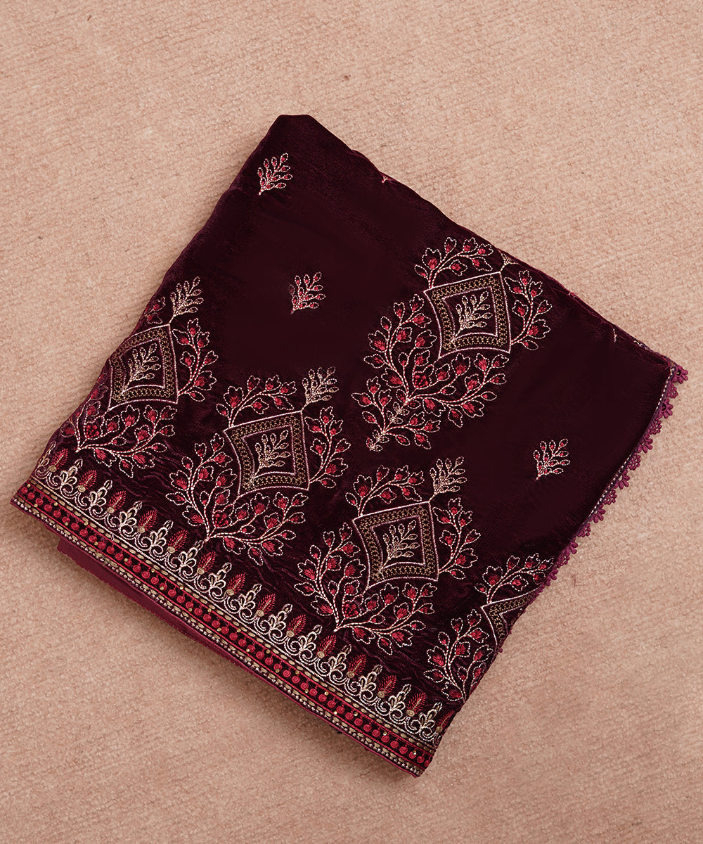 Women Embroidered Velvet Shawl | SHV-798