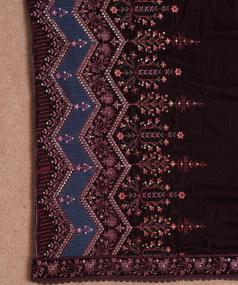 Women Embroidered Velvet Shawl | SHV-782