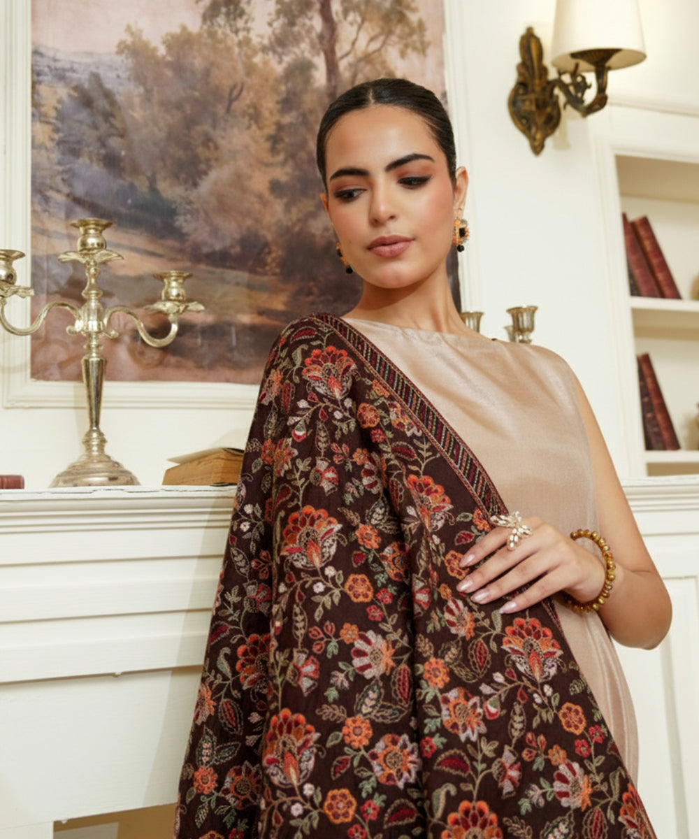 Women Embroidered Karandi Shawl | SHK-783