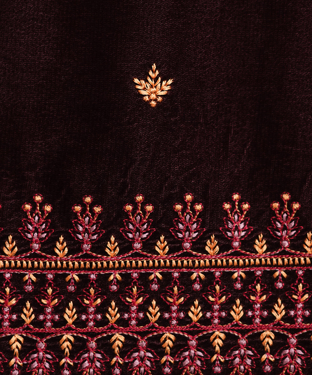 Women Embroidered Velvet Shawl | SHV-788