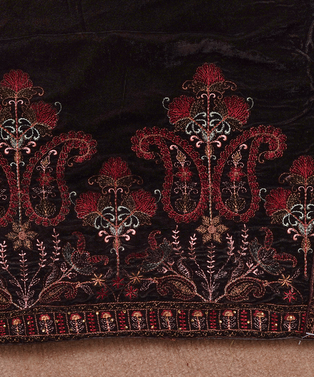 Women Embroidered Velvet Shawl | SHV-781