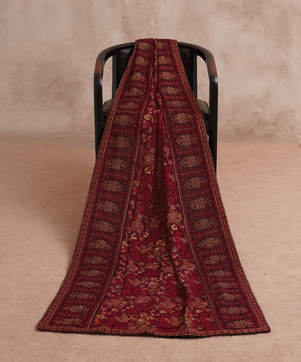 Women Embroidered Karandi Shawl | SHK-806