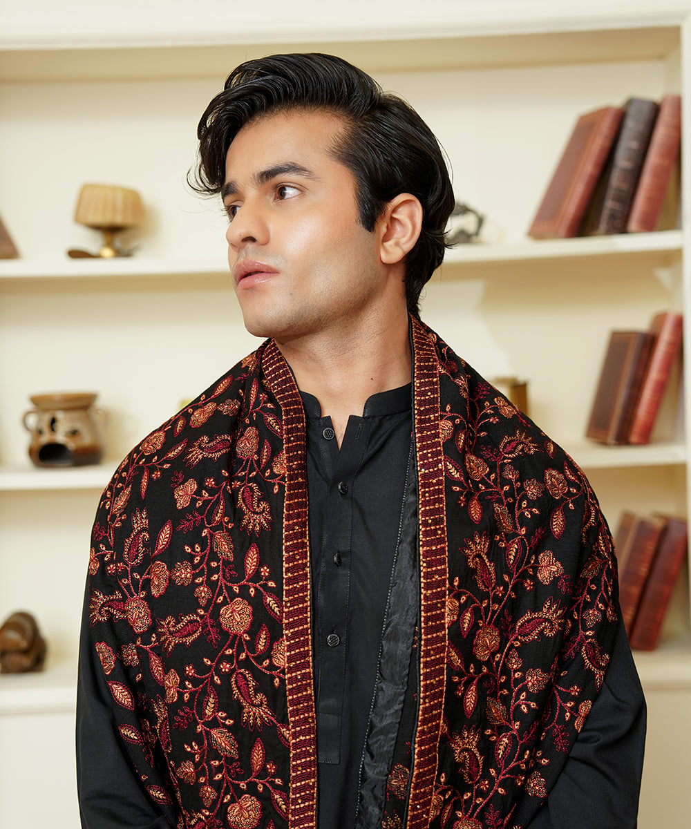 Unisex Embroidered Karandi Shawl | SHK-815