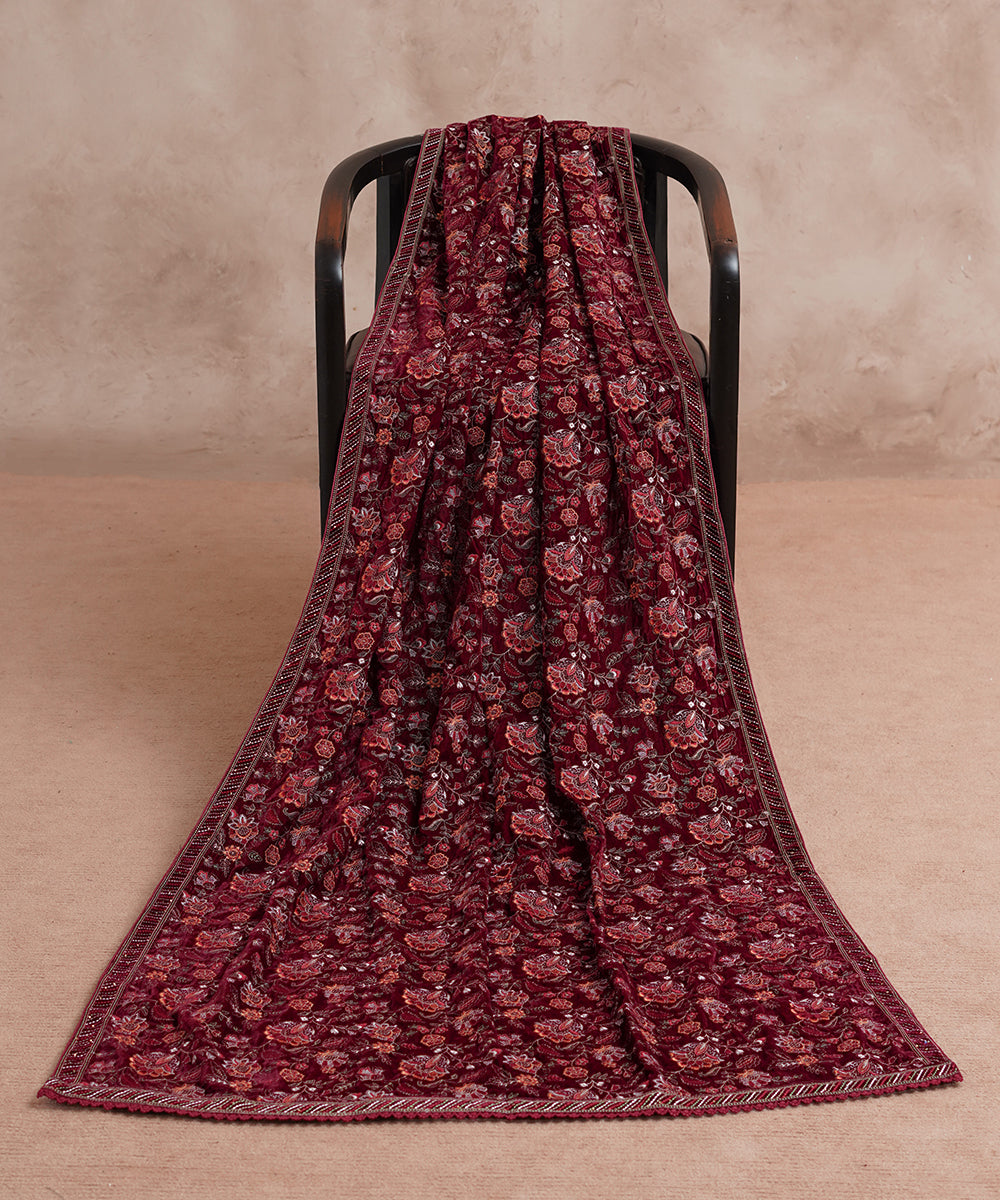 Women Embroidered Velvet Shawl | SHV-783