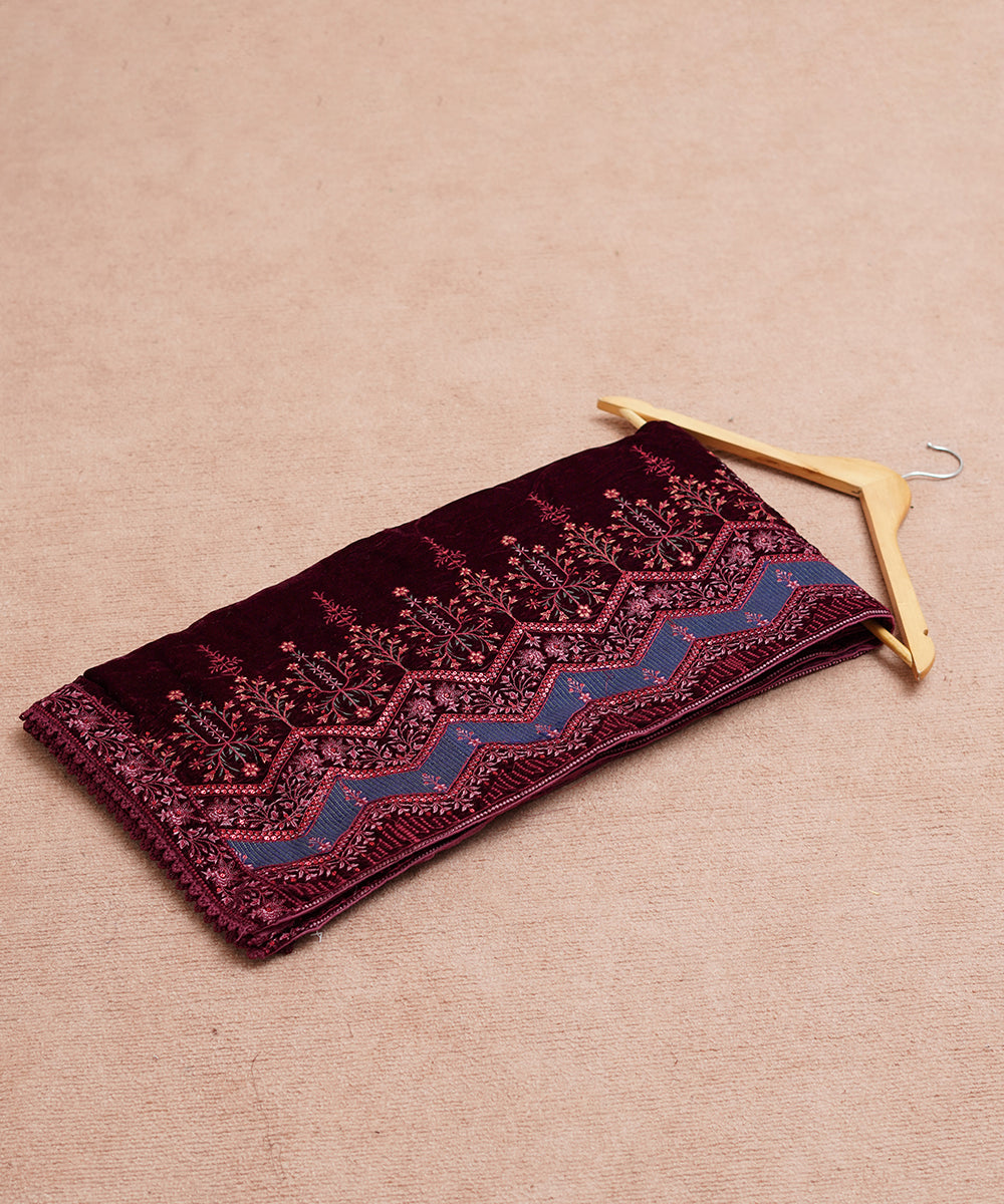 Women Embroidered Velvet Shawl | SHV-782