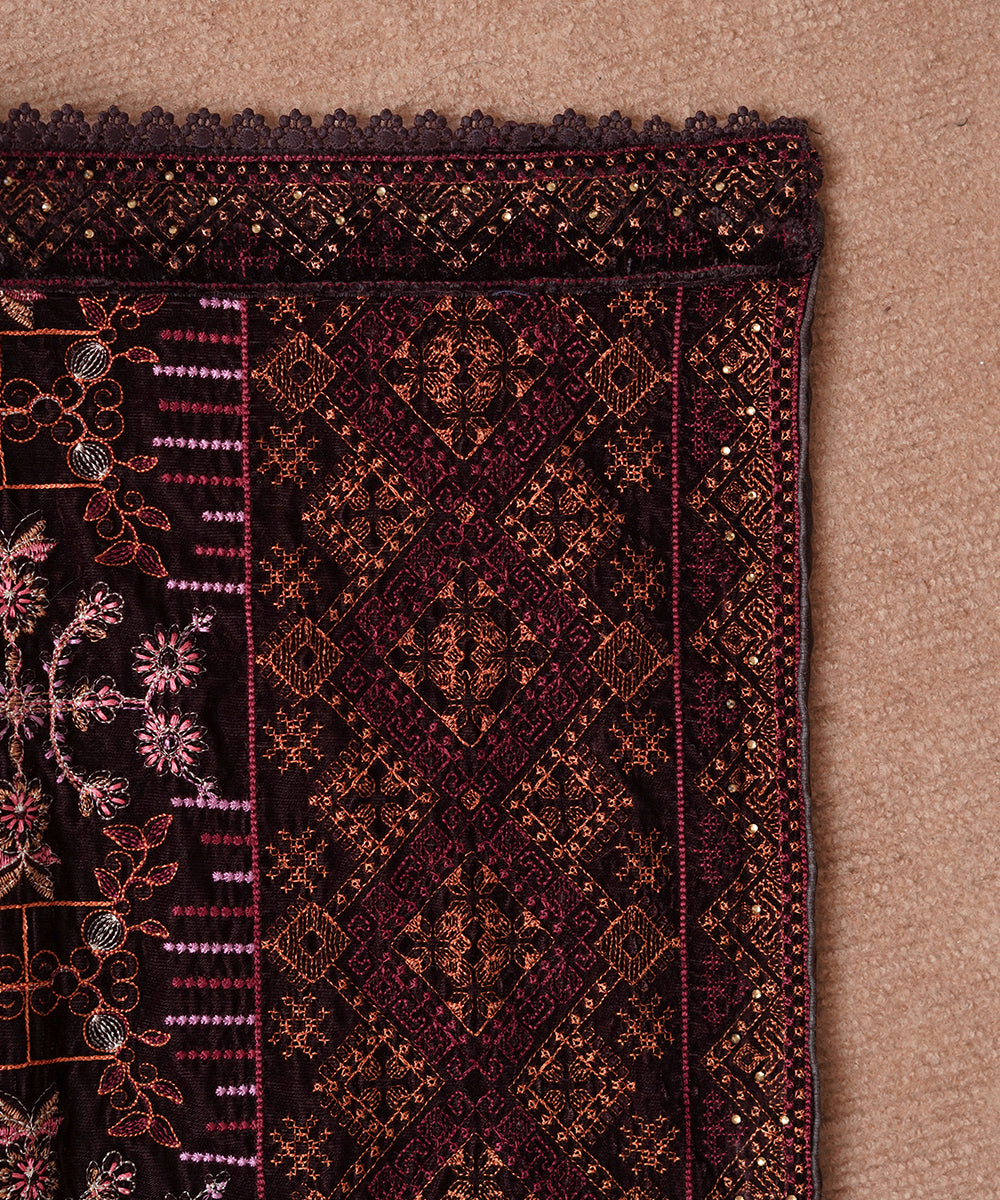 Women Embroidered Velvet Shawl | SHV-787