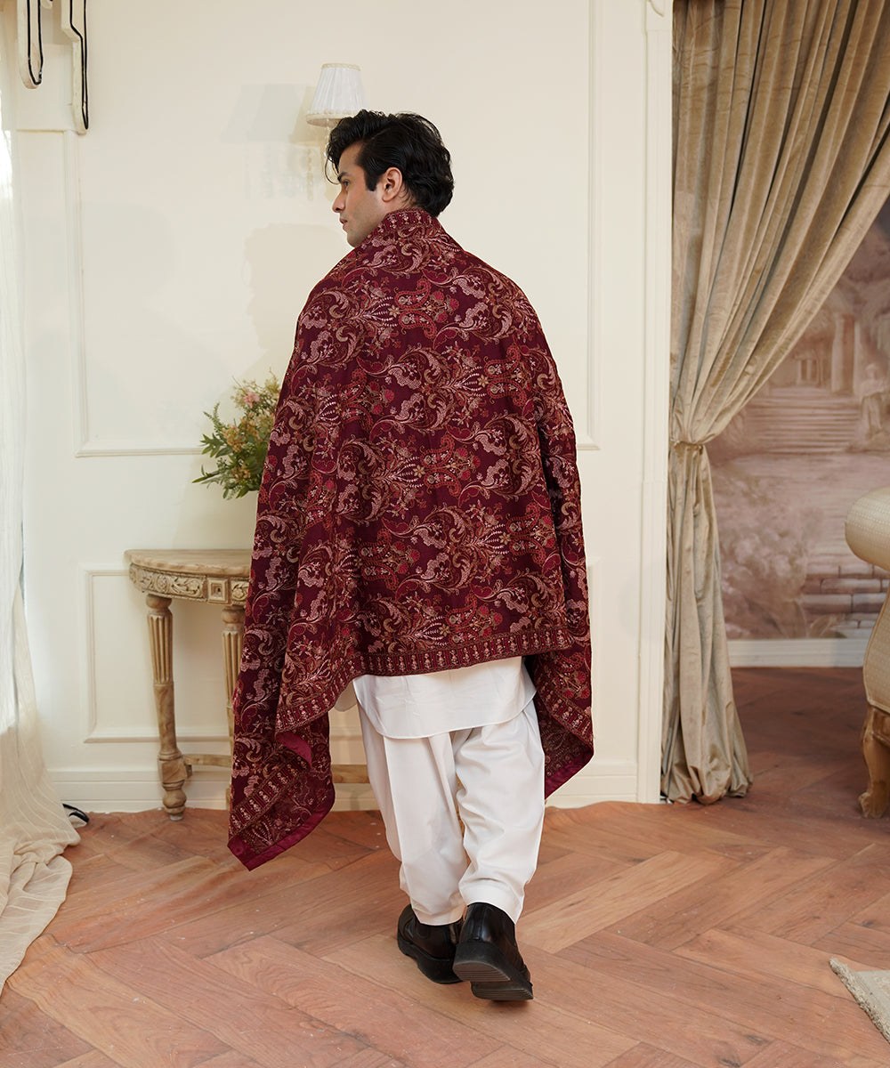 Unisex Embroidered Karandi Shawl | SHK-780