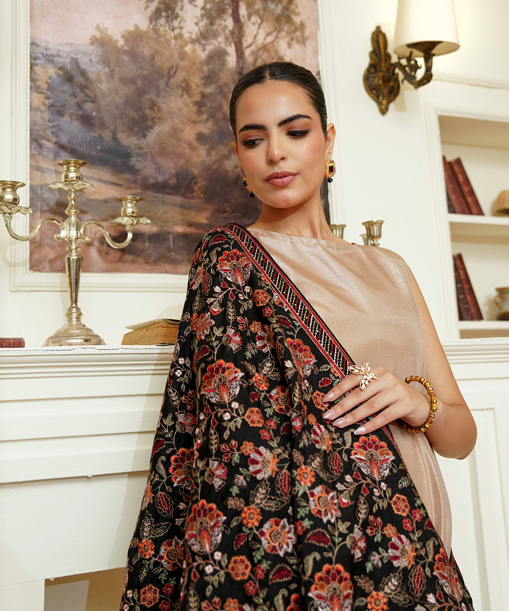 Women Embroidered Karandi Shawl | SHK-783