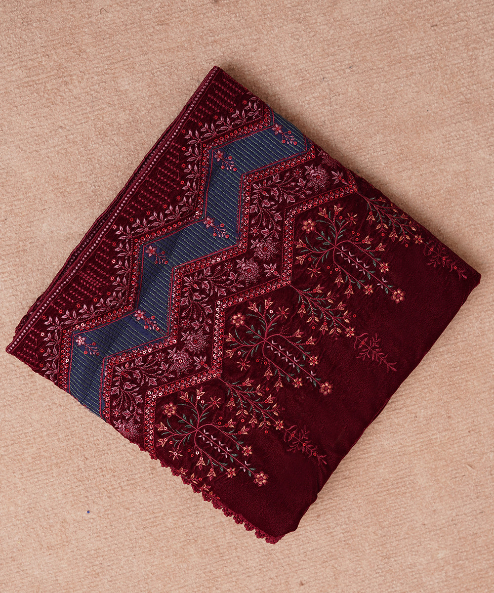 Women Embroidered Velvet Shawl | SHV-782