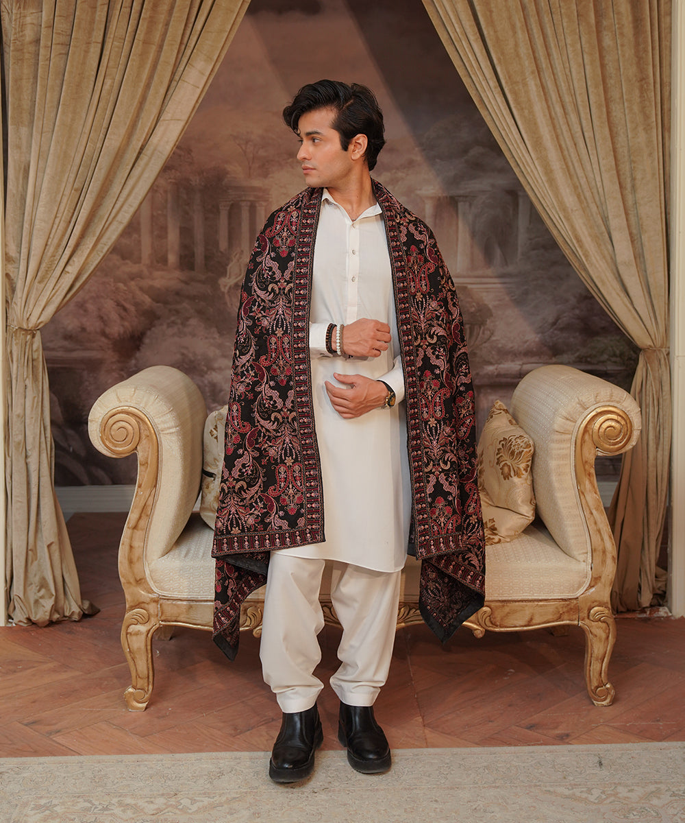 Unisex Embroidered Karandi Shawl | SHK-780