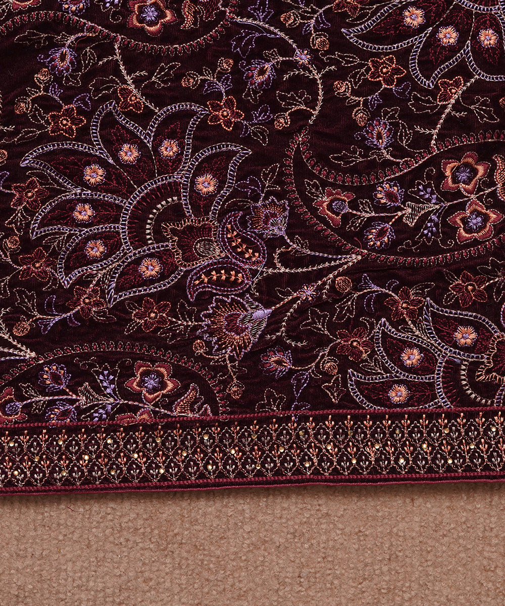 Women Embroidered Velvet Shawl | SHV-786