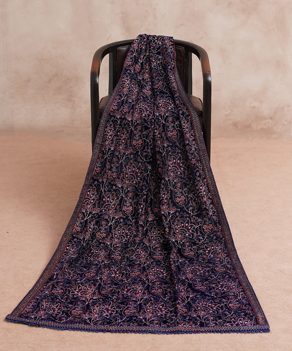 Women Embroidered Velvet Shawl | SHV-786