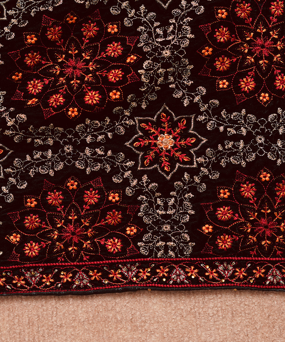 Women Embroidered Velvet Shawl | SHV-789
