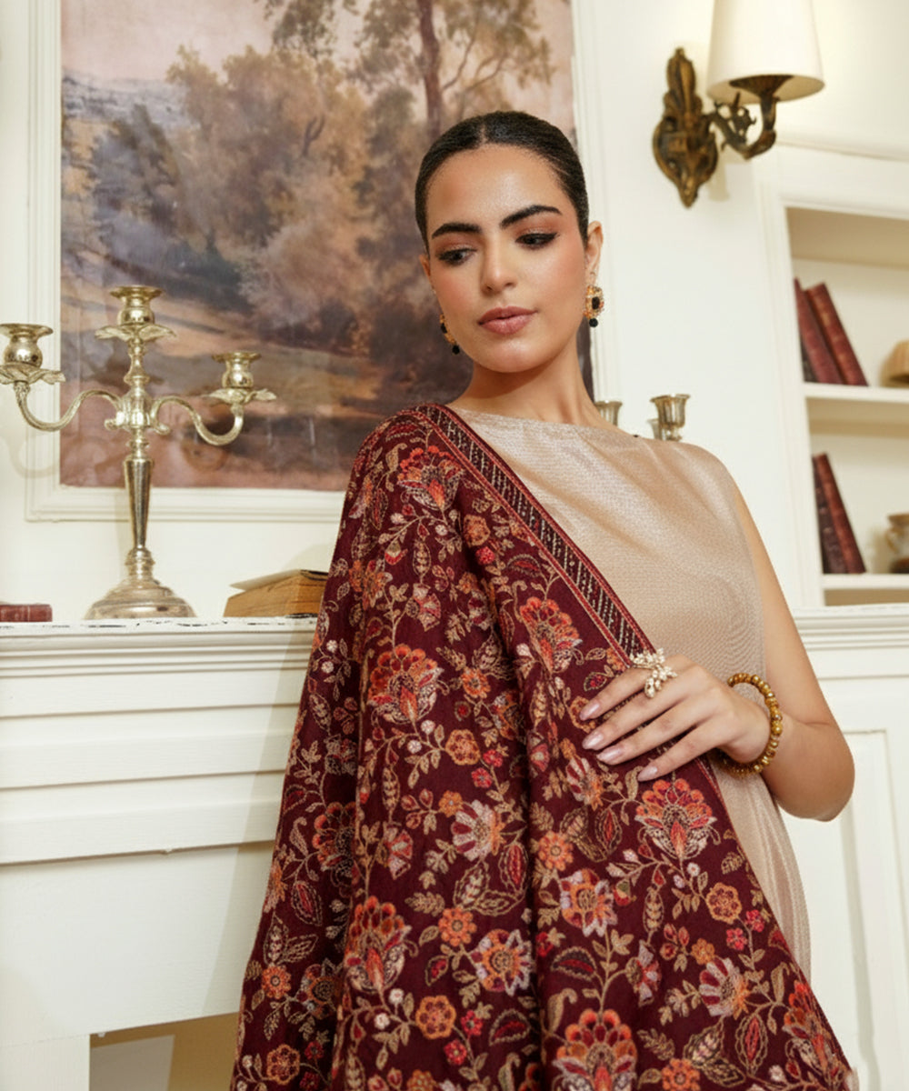 Women Embroidered Karandi Shawl | SHK-783