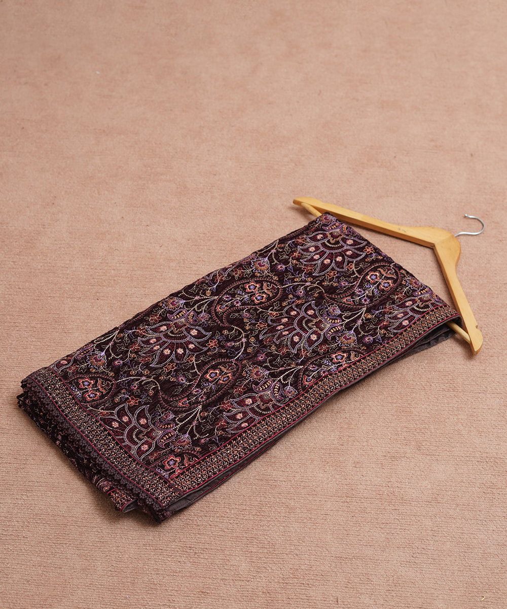 Women Embroidered Velvet Shawl | SHV-786