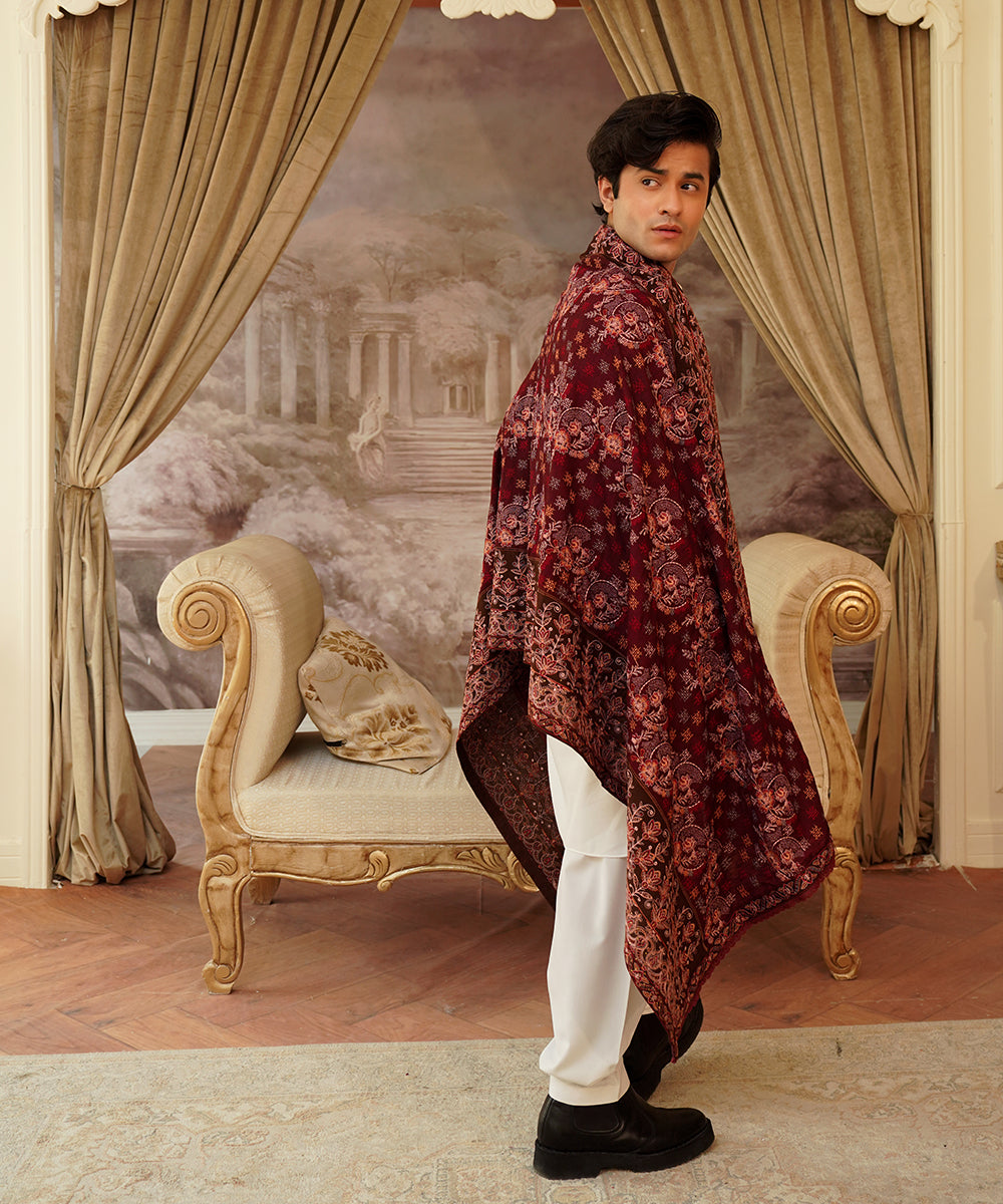 Unisex Embroidered Karandi Shawl | SHK-802