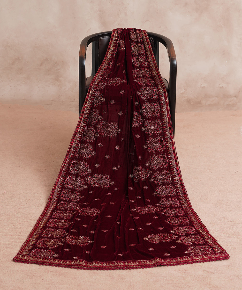 Women Embroidered Velvet Shawl | SHV-798