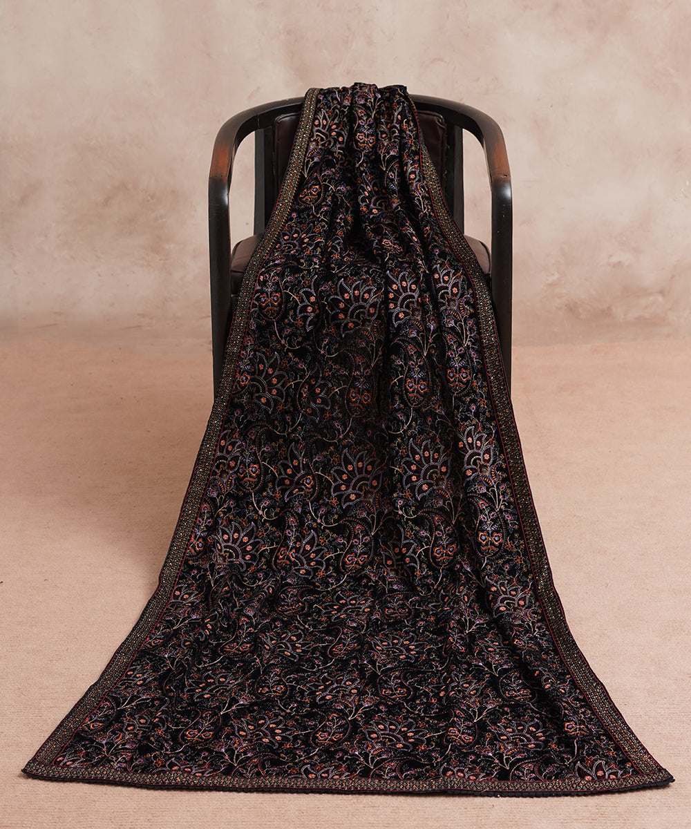 Women Embroidered Velvet Shawl | SHV-786