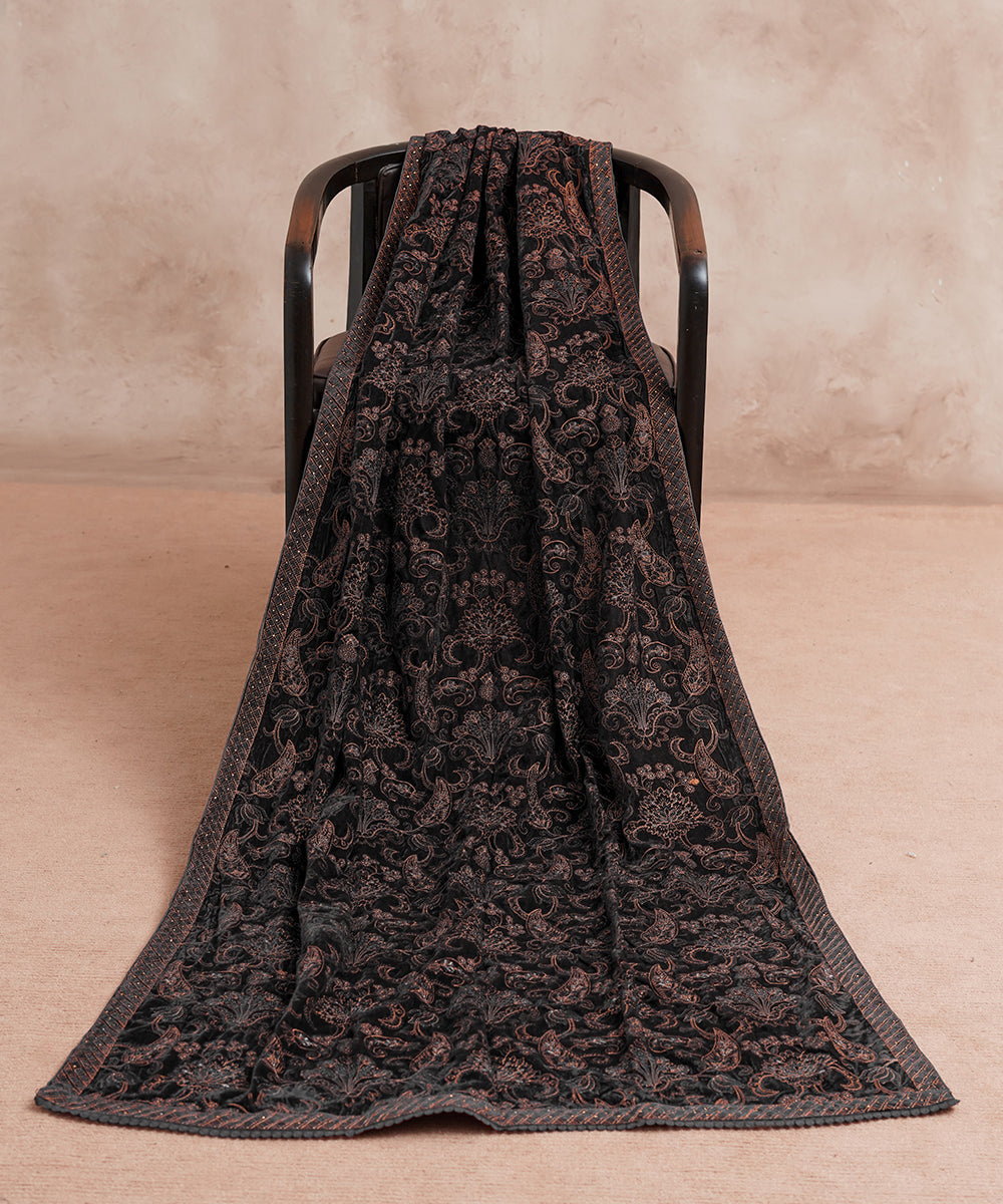 Women Embroidered Velvet Shawl | SHV-779