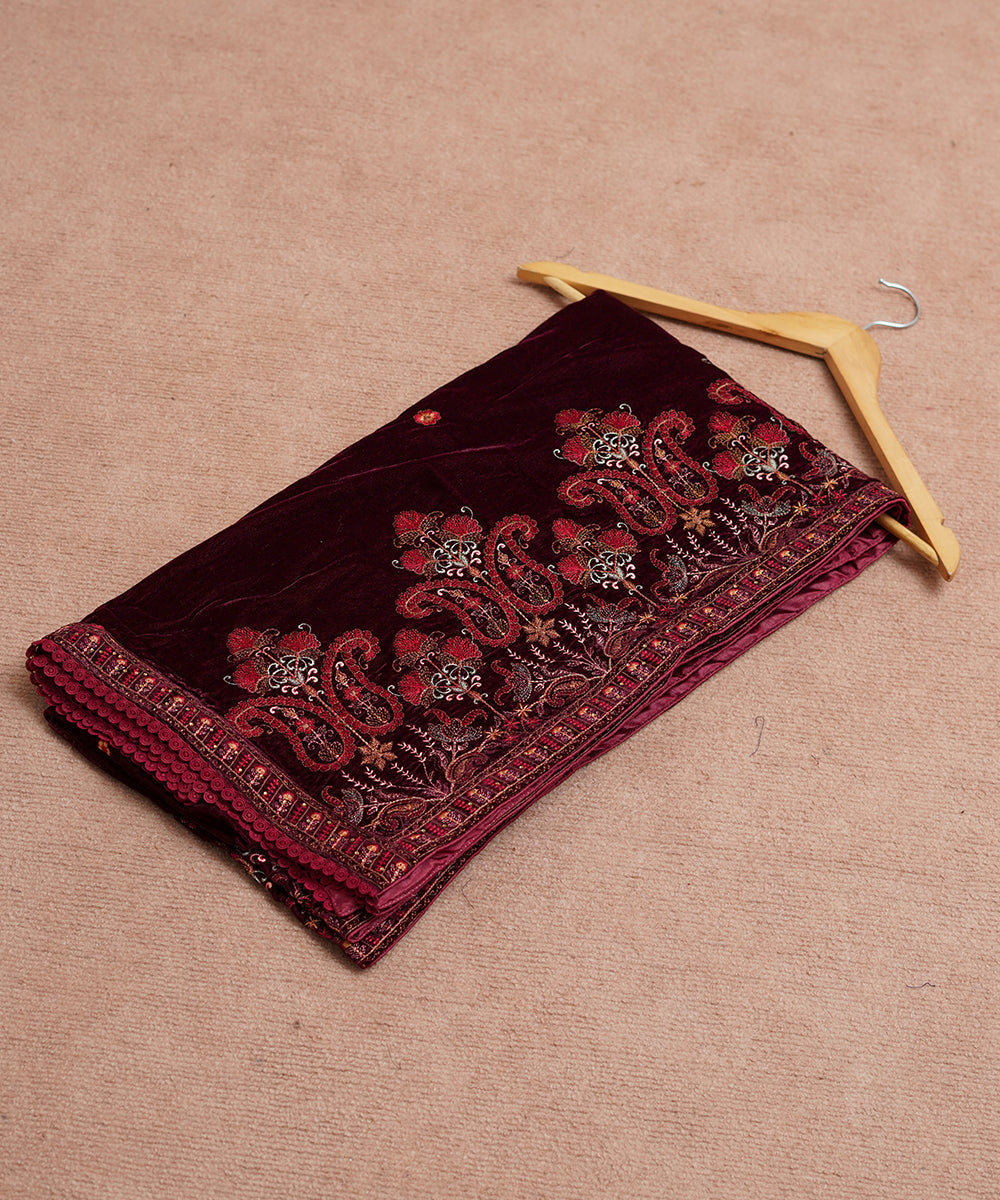 Women Embroidered Velvet Shawl | SHV-781