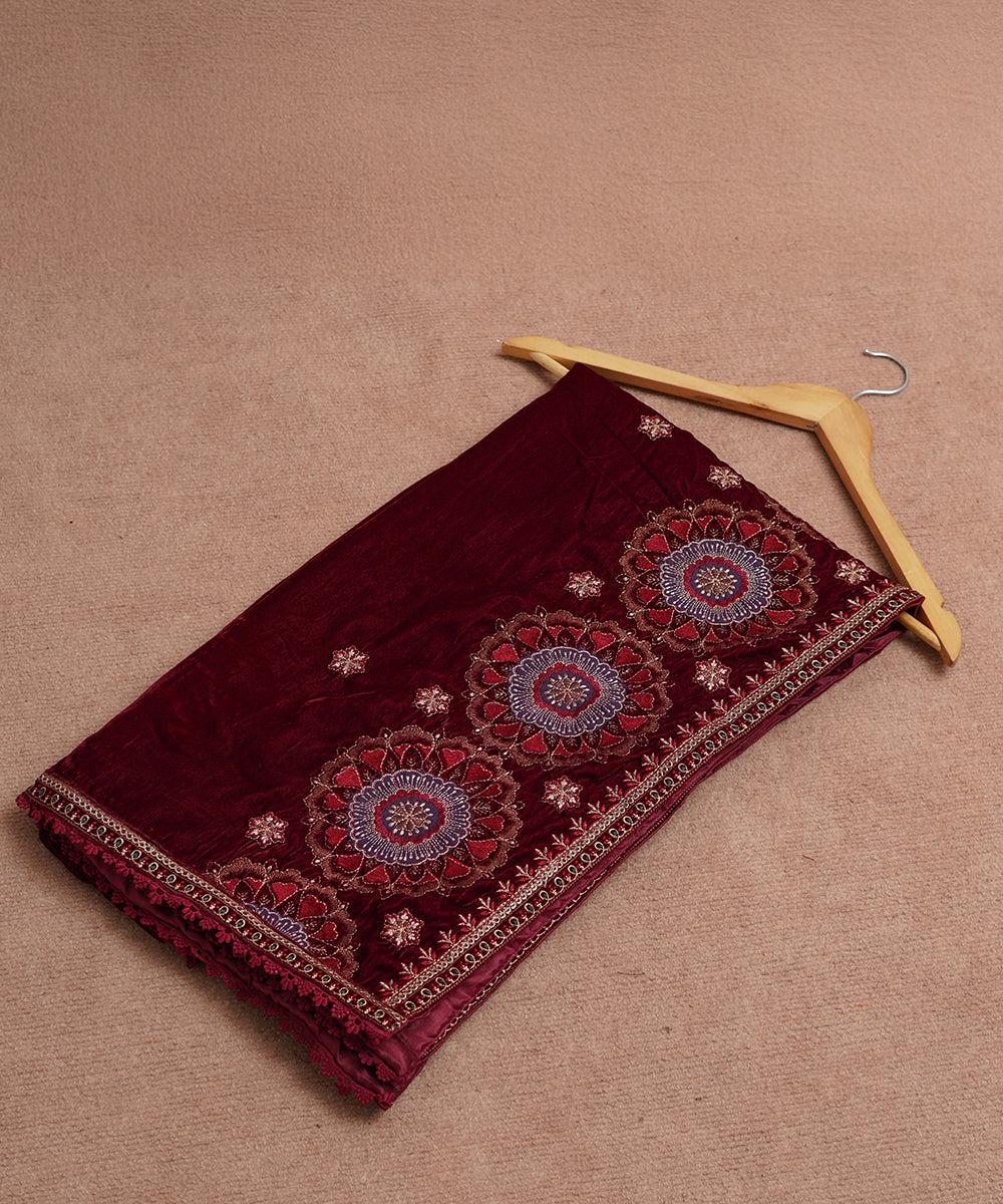 Women Embroidered Velvet Shawl | SHV-790