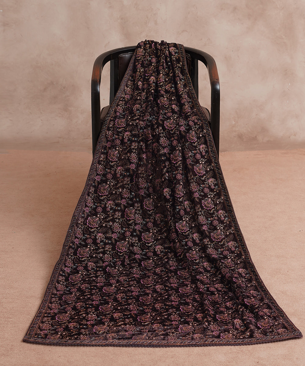 Women Embroidered Velvet Shawl | SHV-783