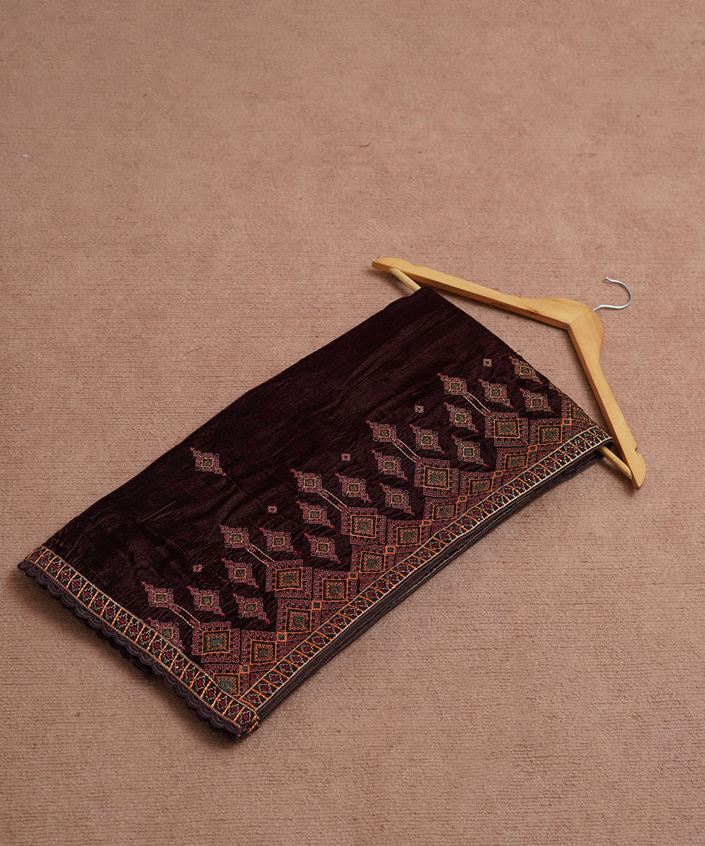 Women Embroidered Velvet Shawl | SHV-792