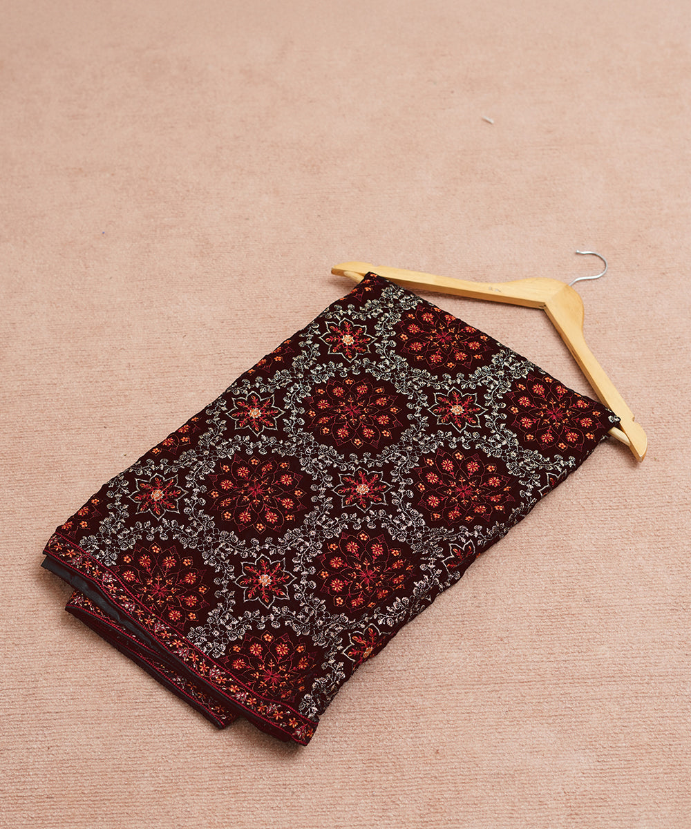 Women Embroidered Velvet Shawl | SHV-789