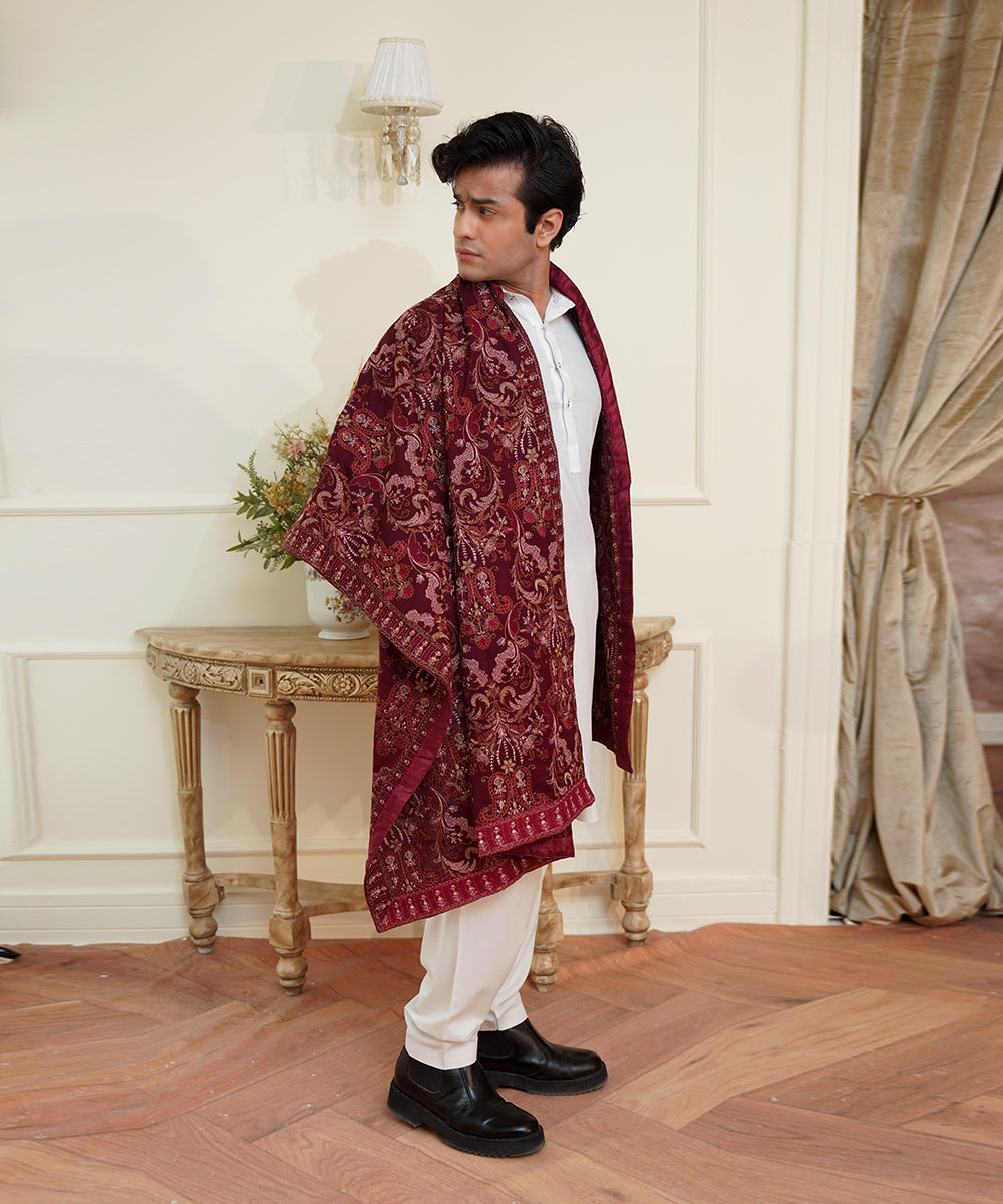 Unisex Embroidered Karandi Shawl | SHK-780