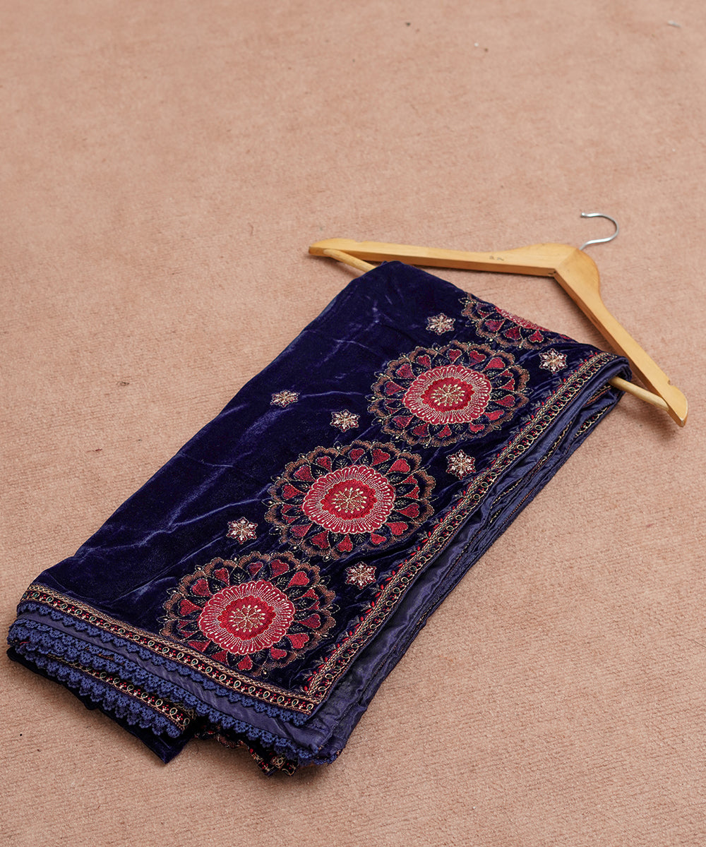 Women Embroidered Velvet Shawl | SHV-790