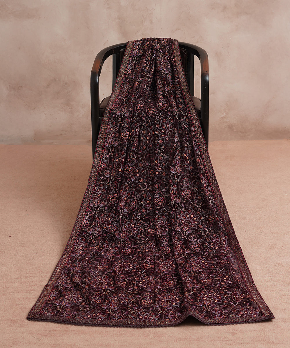Women Embroidered Velvet Shawl | SHV-786