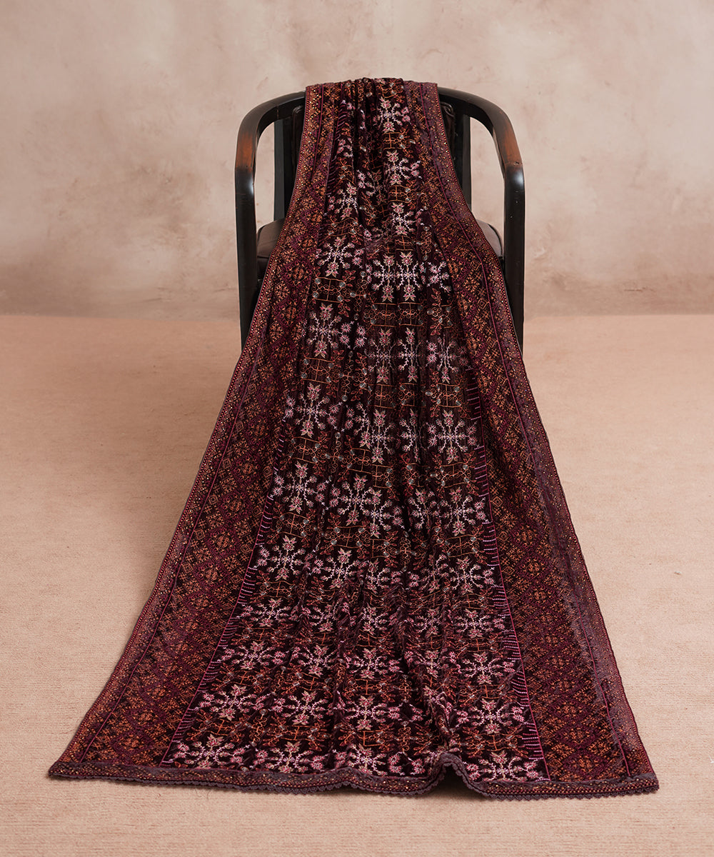 Women Embroidered Velvet Shawl | SHV-787