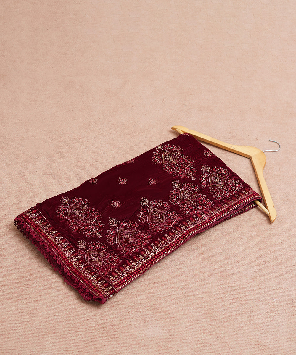 Women Embroidered Velvet Shawl | SHV-798